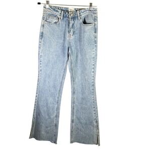 Princess Polly XX Light Wash Flare Jeans Raw Hem Women's Size‎ 4 Denim